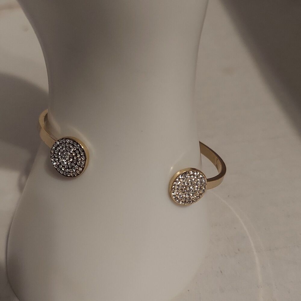 Cuff Bracelet Goldtone with Rhinestones